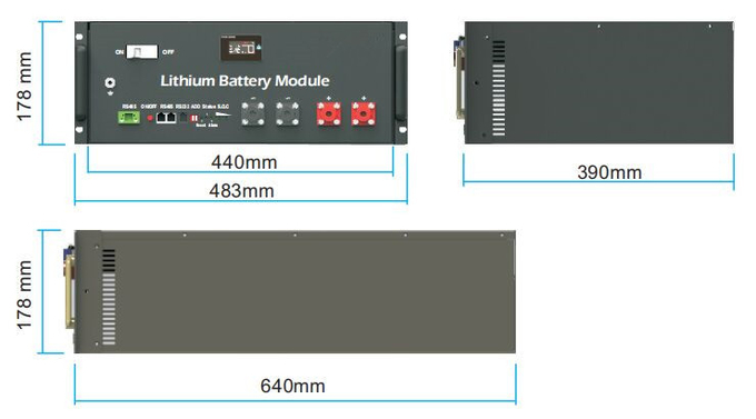 검은 Lifepo4 건전지 팩 24v 100ah 리튬 이온 배터리 팩 0
